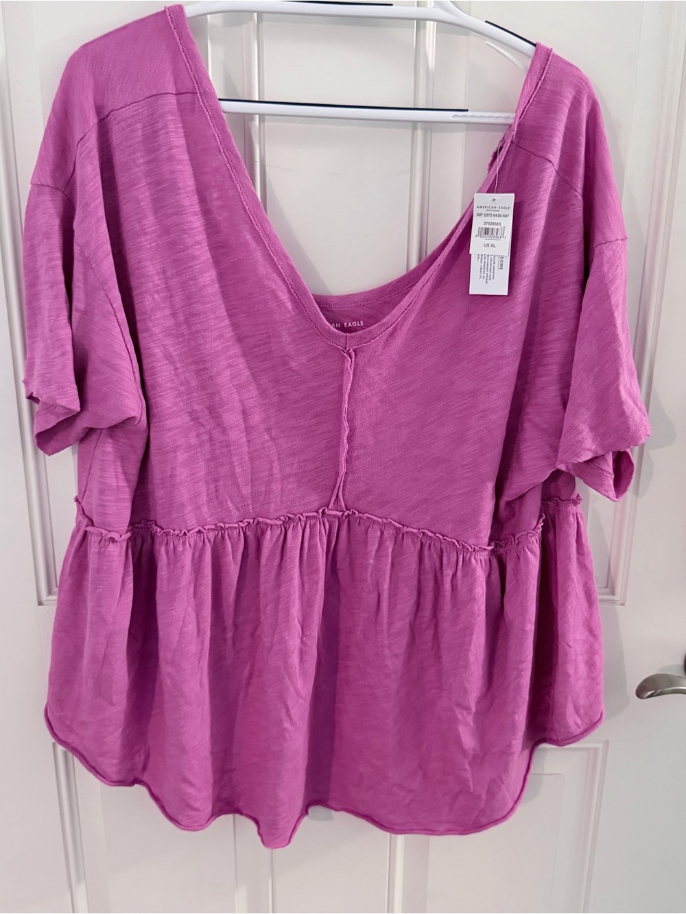 American Eagle Peplum Top XL | NWT Babydoll Magenta